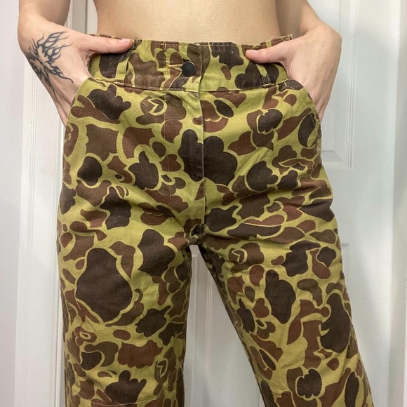 Red Head Brown and Green Camo Print Straight Fit Trousers - Picture 4 of 4